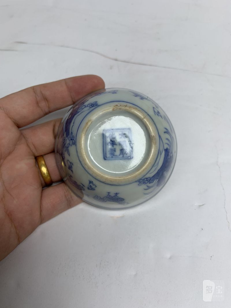 明成化 青花鸡缸杯 - 图8